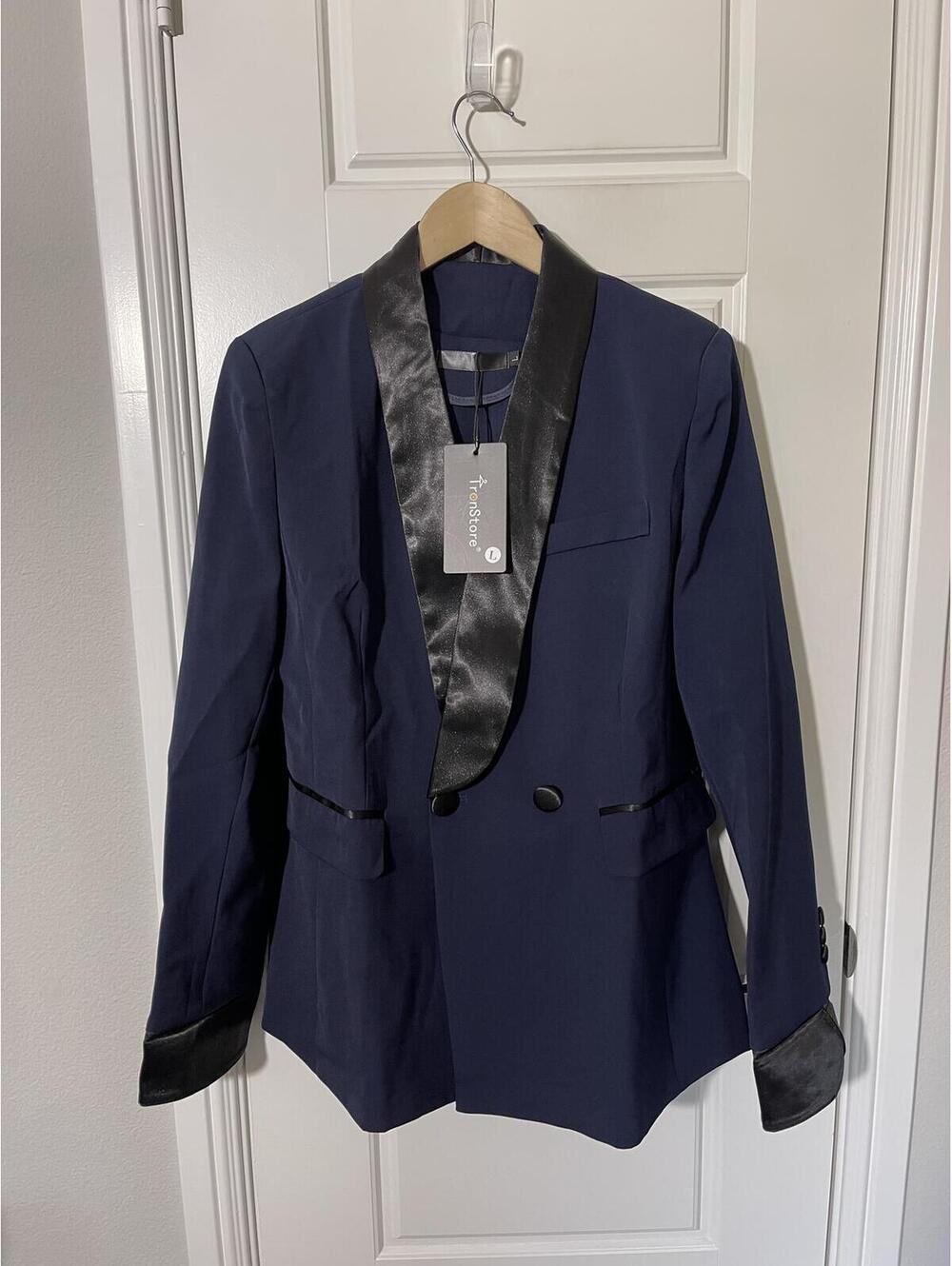 Women’s Pant Suits Size LG Navy Blue 2 Pieces W242